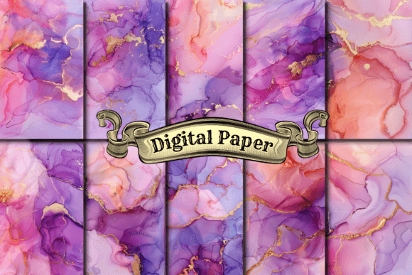 Download Pink and Gold Marble Digital Paper - Premium Resources