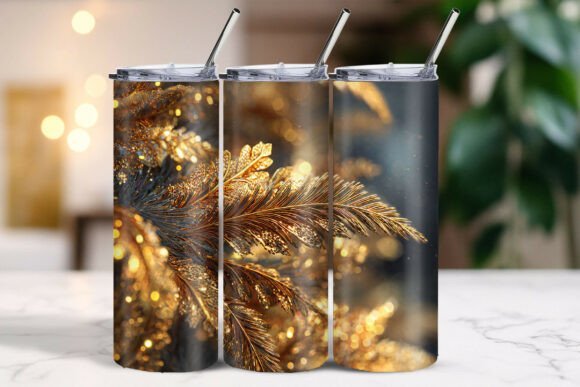 Download Golden Christmas Tree Illustration Tumbler - Premium Resources