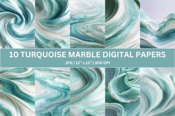 Download 10 Turquoise Marble Digital Paper - Marble digital paper Collection